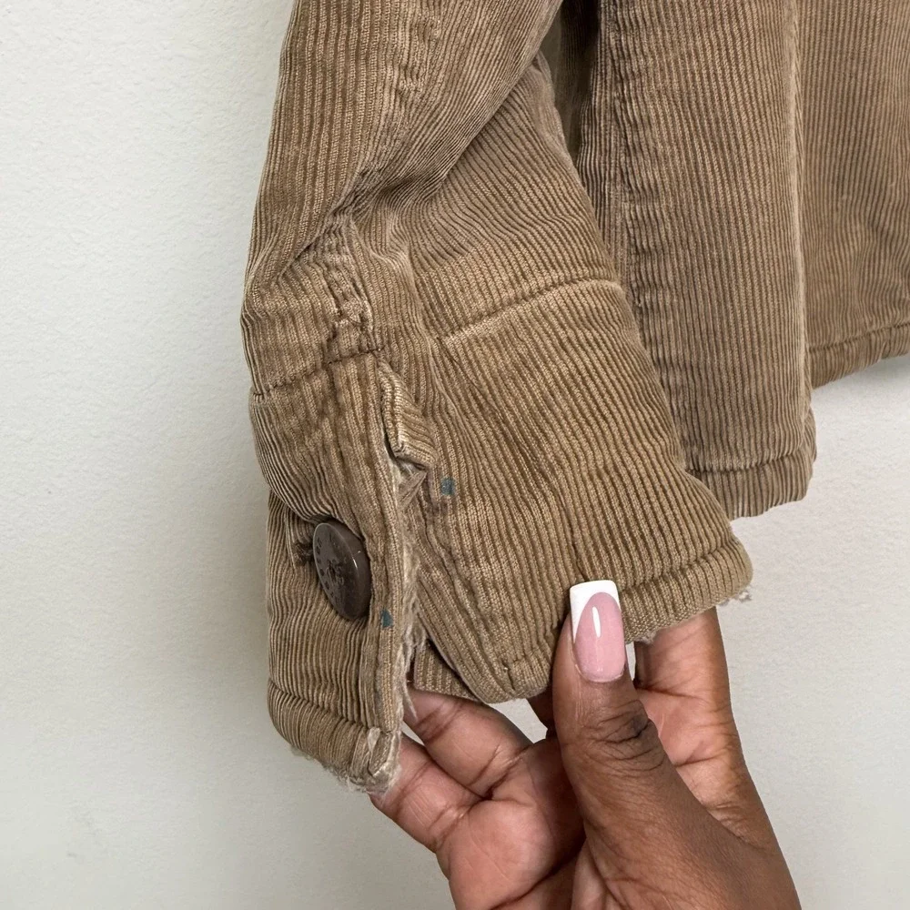 VTG 90s y2k Braetan Women Sherpa‎ Lined Corduroy Jacket Large Brown Western Boho